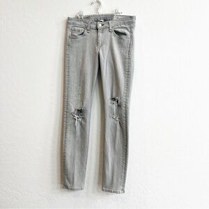 Rag & Bone Women's Capri Skinny Jeans Surrey Grey Wash with Holes 28